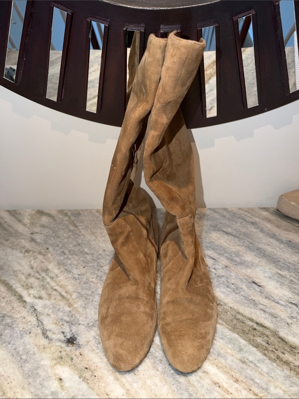 Via Spiga Women's Tall Tan Suede Slouch Boot -